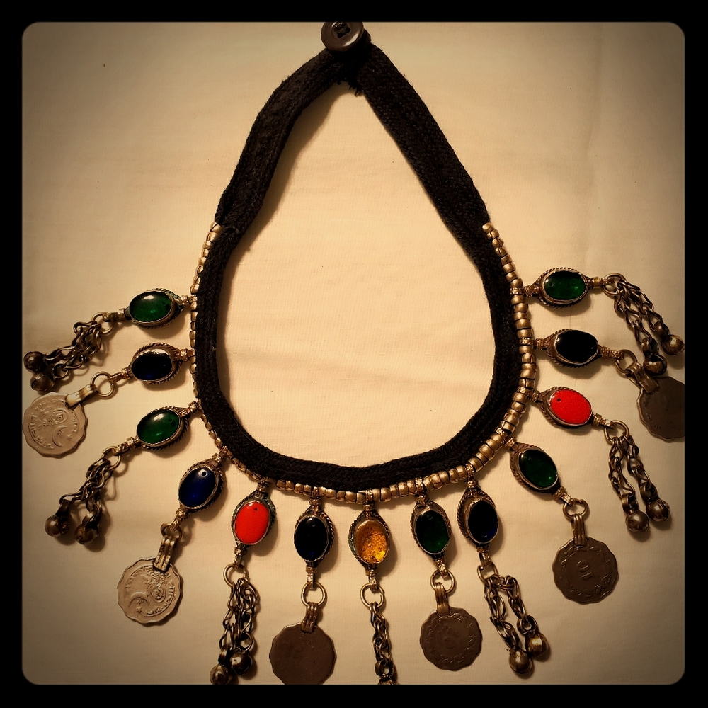Vintage Tribal Gem and Coin Belly Dance Choker